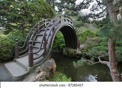 Wooden Bridge At Japanese Garden In San Francisco Golden Gate Park 2