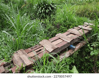 A wooden bridge over