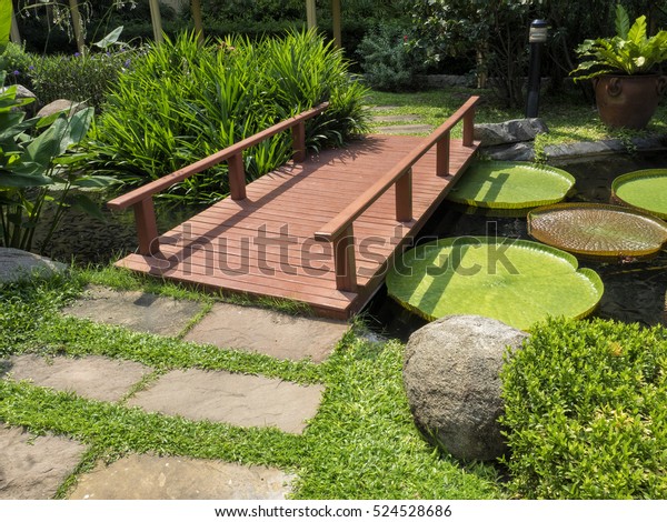 Wooden Bridge Tropical Garden Victoria Stepping Stock Photo Edit