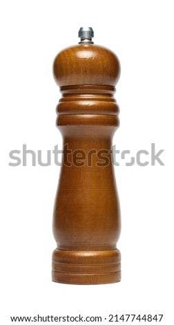 wooden brown grinding salt shaker pepper shaker isolate on white background