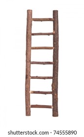 Wooden Brown Handmade Ladder Isolated