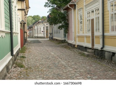 Wooden Buildings In Old Rauma, Finland