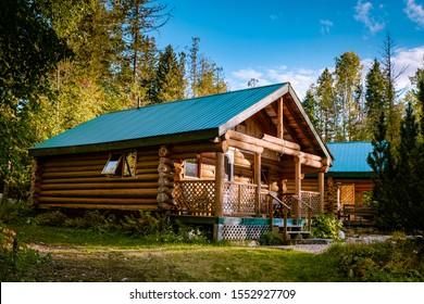 Wooden Cabin In The Woods Of British Colombia Canada, Wooden Cottage In The Forest