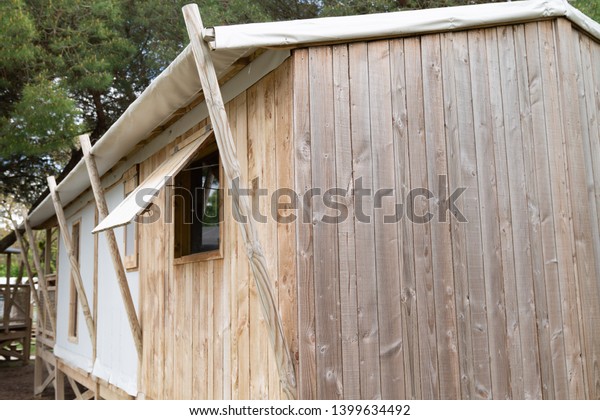 Wooden Cabins Camping Summer Camp Stock Photo Edit Now 1399634492