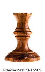 A Wooden Candle Holder Isolated Over A White Background