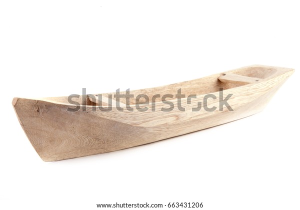 Wooden Canoe Over White Background Decoration Stock Photo Edit