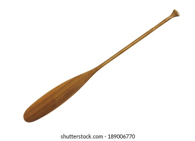 Wooden Canoe Paddle, Isolated On White