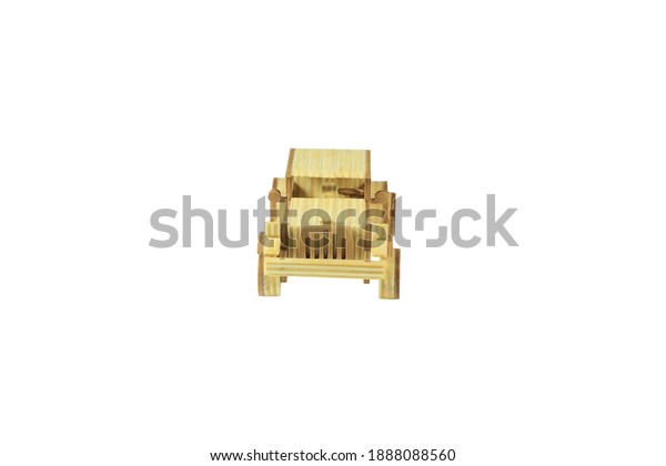 wooden car on a white\
background