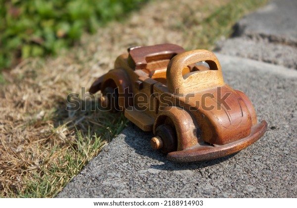 Wooden car toys in the\
park