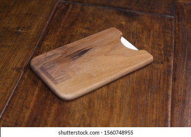 Wooden Card Holderon Wooden Background Wooden Box With Card Holder Inside Made Out Of Wood