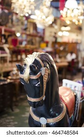 Wooden Carousel Horse For Sale In An Antique Shop - Antiques Market Sale Shop