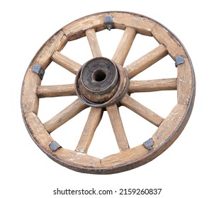 Wooden Cartwheel Isolated On White Background