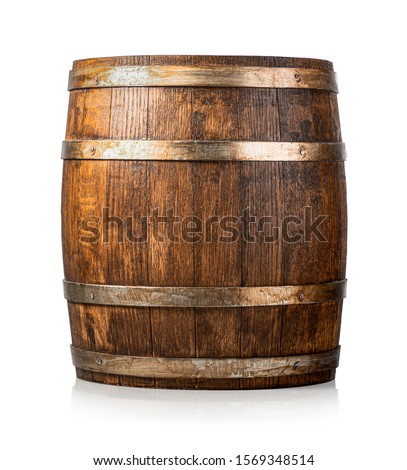 Wooden cask isolated on a white background