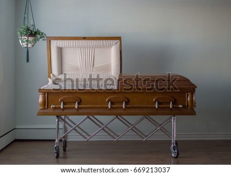 Wooden Casket at Abandoned Funeral Home