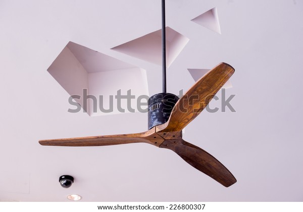 Wooden Ceiling Fan Classic Tropical Styleclassical Stock Photo