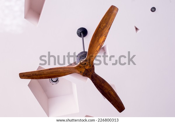 Wooden Ceiling Fan Classic Tropical Styleclassical Stock Photo