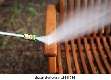 Wooden Chair Cleaning With High Pressure Water Jet