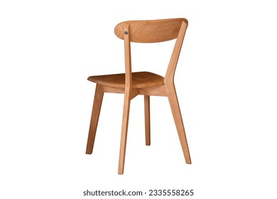 Wooden chair isolated on white background with clipping path. View from the side offset to the back