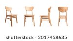 wooden chair set isolated with clipping path on white background