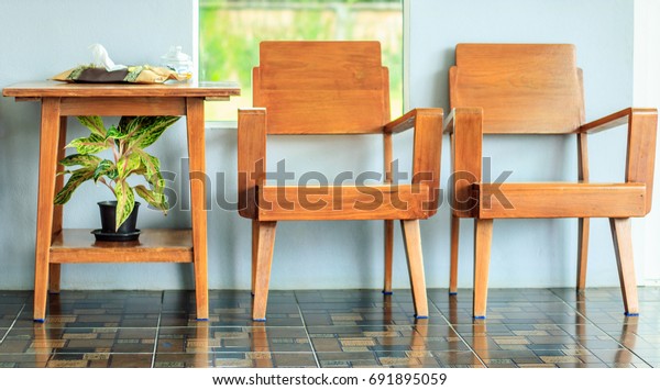 Wooden Chair Table Reception Room Objects Interiors Stock