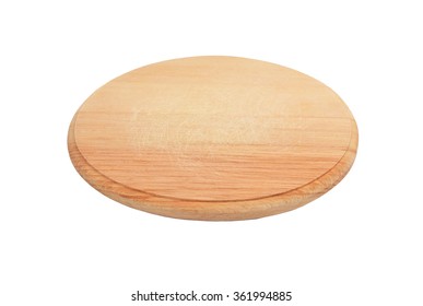 Wooden Cheese Board, Isolated On White Background