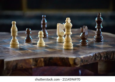 Wooden Chess Board Close Up