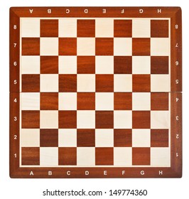 Wooden Chess Board Isolated On White Background