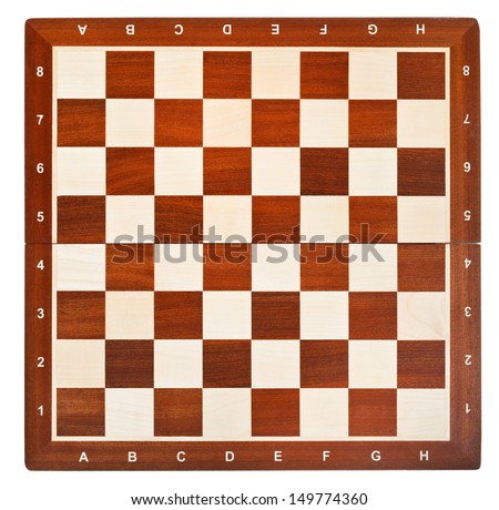 wooden chess board isolated on white background