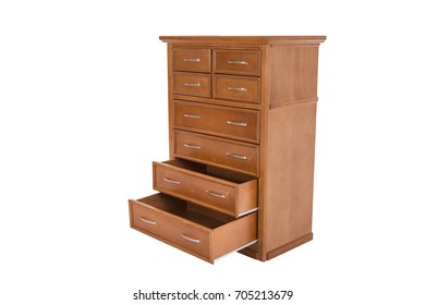 Wooden Chest Of Drawers Isolated On White Background