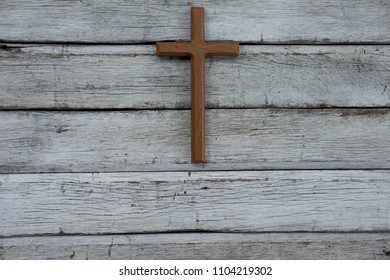 Wooden Christian Cross Wallpaper Christianity Concept Stock Photo