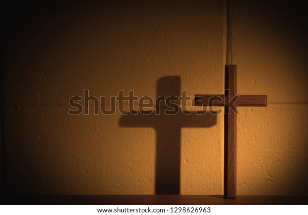 Wooden Christian Cross Wallpaper Christianity Concept Stock Photo