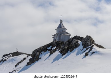 Wooden Church In Antarctica On Bellingshausen Russian Antarctic Research Station