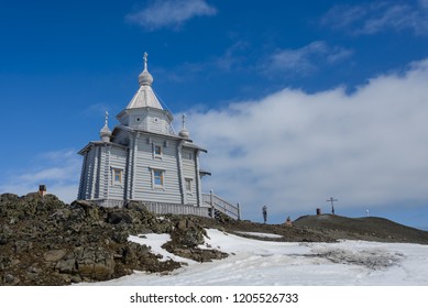 Wooden Church In Antarctica On Bellingshausen Russian Antarctic Research Station