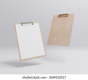 wooden clipboard with blank a4 paper