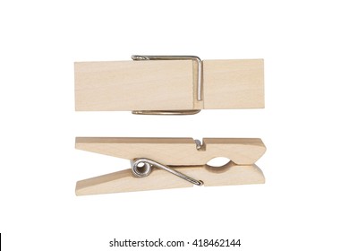 Wooden Cloth Pegs Isolated On White Stock Photo 418462144 | Shutterstock