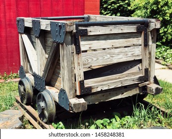 A Wooden Coal Cart Inside The No.9 Coal Mine Museum That Is The Oldest Continuously Operated Anthracite Coal Mine In The World, Located In Lansford Pennsylvania United States.