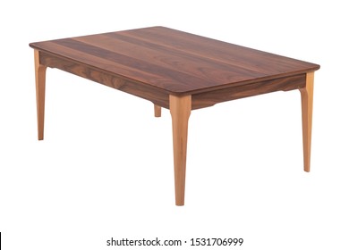 Wooden Coffe Table Isolated On A White Background Front View