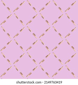 Wooden combs pattern isolated on pink background. Light hairbrush made from wood flat lay. Top view