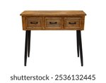 Wooden console table console table with drawers isolated on white background