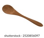 A wooden cooking spoon made from brown wood, usually also used for drinking honey. Isolated on a white background.