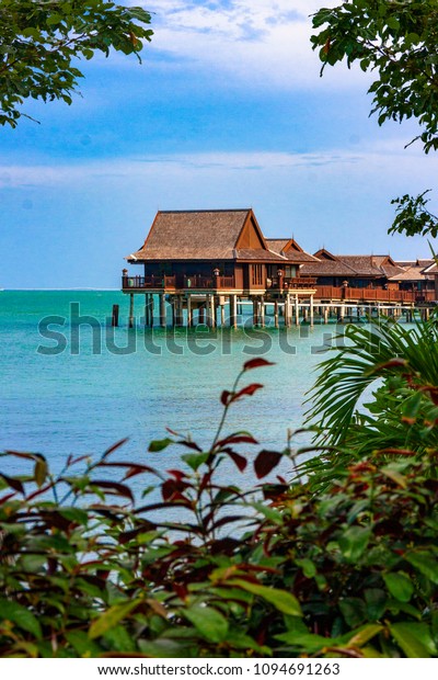 Wooden Cottages Bungalows On Clear Blue Stock Photo Edit Now