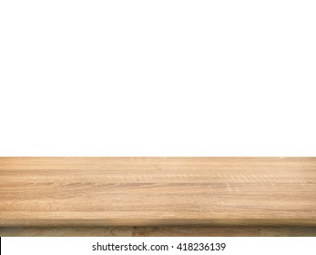 Wooden Counter On White Background