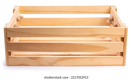 Wooden crate basket isolated on white background, Wooden box on white background, With work path. - Shutterstock ID 2217052913