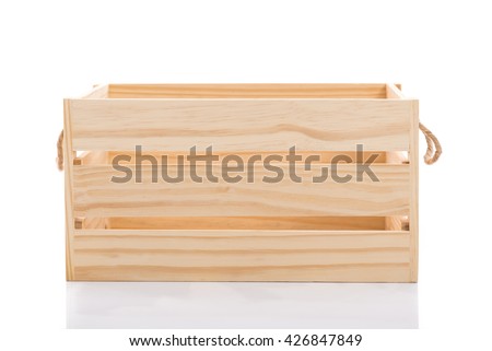 Wooden crate on white background isolated