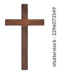 Wooden cross isolated on white background with clipping path