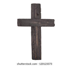 Wooden Cross Isolated On White