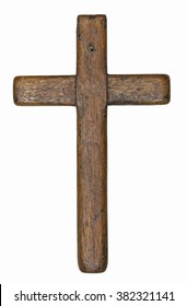 Wooden cross isolated on white - Shutterstock ID 382321141