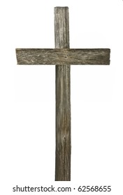 Wooden Cross Isolated On White