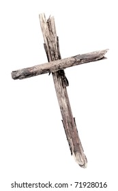 Wooden Cross Isolated On White