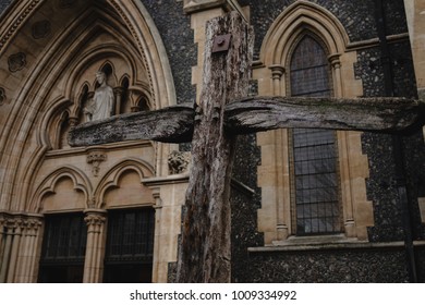 Wooden Cross Outside Cathedral